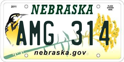 NE license plate AMG314