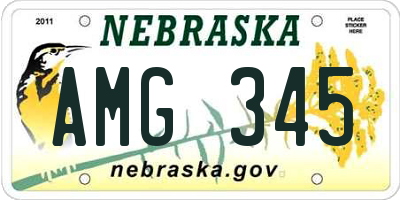 NE license plate AMG345