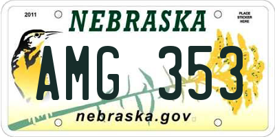 NE license plate AMG353