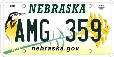 NE license plate AMG359