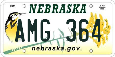 NE license plate AMG364