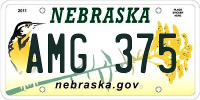NE license plate AMG375