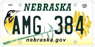 NE license plate AMG384