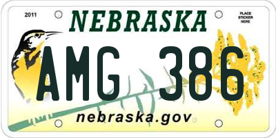 NE license plate AMG386