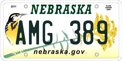 NE license plate AMG389