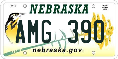 NE license plate AMG390