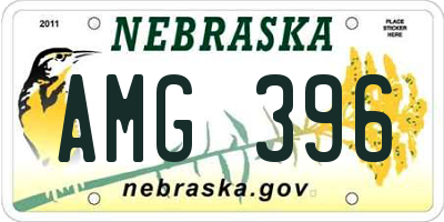 NE license plate AMG396