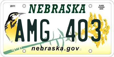 NE license plate AMG403