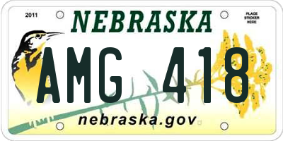 NE license plate AMG418