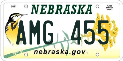 NE license plate AMG455