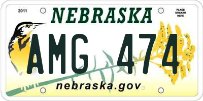 NE license plate AMG474