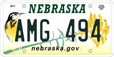 NE license plate AMG494
