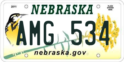 NE license plate AMG534
