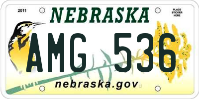 NE license plate AMG536