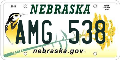 NE license plate AMG538