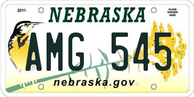 NE license plate AMG545