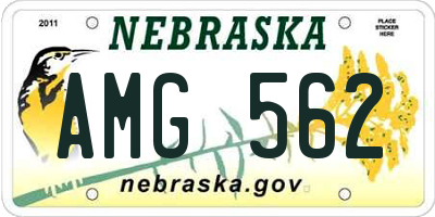 NE license plate AMG562