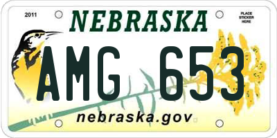 NE license plate AMG653