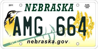 NE license plate AMG664