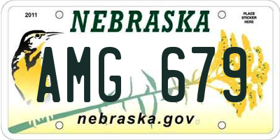 NE license plate AMG679