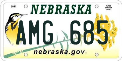 NE license plate AMG685