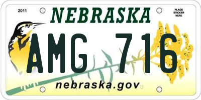 NE license plate AMG716