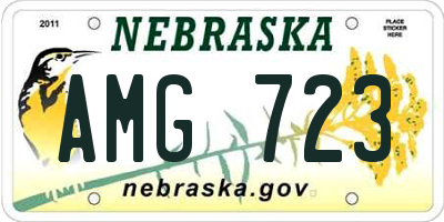 NE license plate AMG723