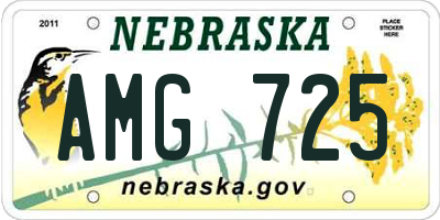 NE license plate AMG725
