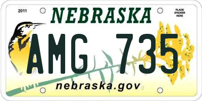 NE license plate AMG735