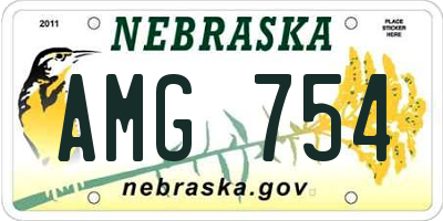 NE license plate AMG754