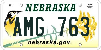 NE license plate AMG763