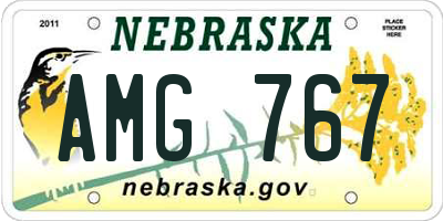 NE license plate AMG767