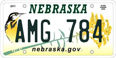 NE license plate AMG784