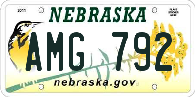 NE license plate AMG792