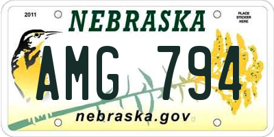 NE license plate AMG794