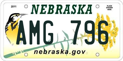 NE license plate AMG796