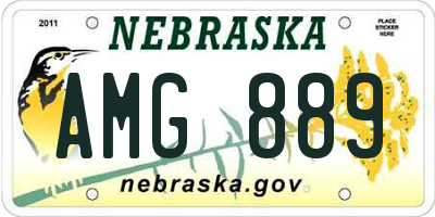 NE license plate AMG889