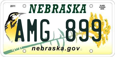NE license plate AMG899