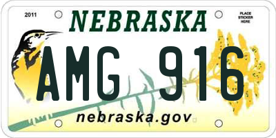 NE license plate AMG916