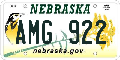 NE license plate AMG922