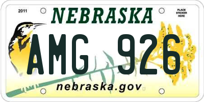 NE license plate AMG926