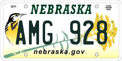 NE license plate AMG928