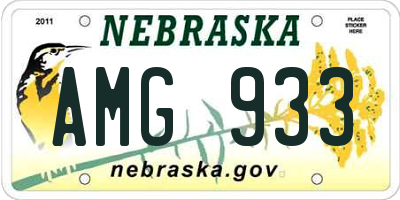 NE license plate AMG933