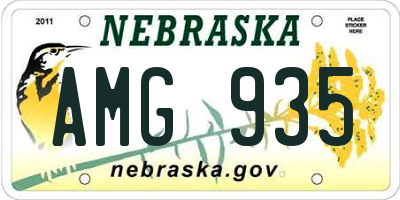 NE license plate AMG935