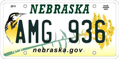 NE license plate AMG936