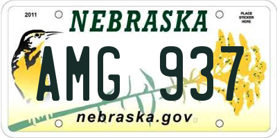 NE license plate AMG937