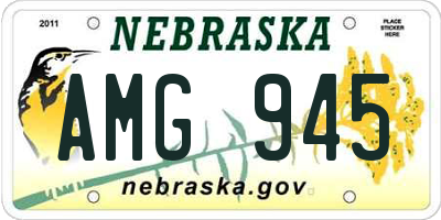 NE license plate AMG945