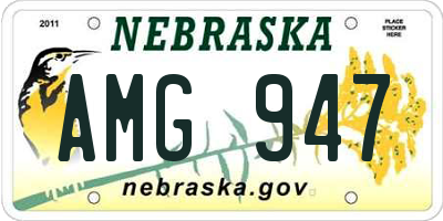 NE license plate AMG947