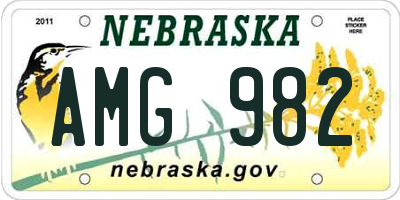 NE license plate AMG982
