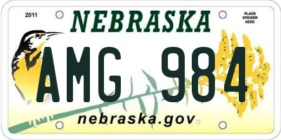 NE license plate AMG984